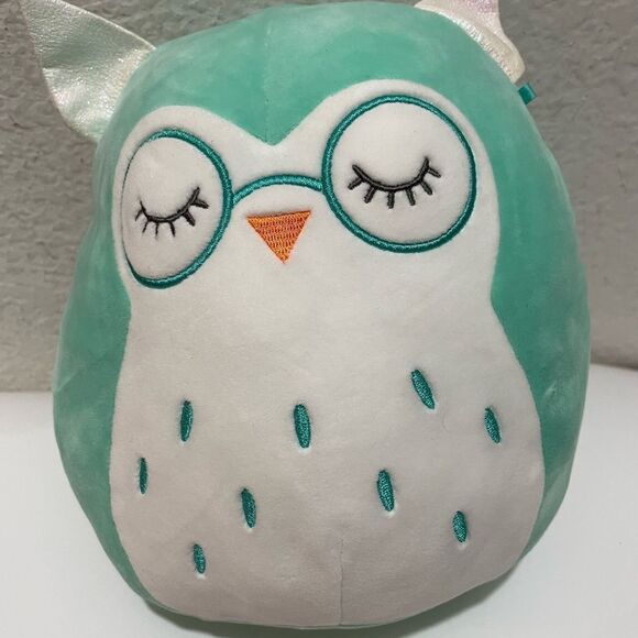 Squishmallow 8" Winston Owl Teal Sleepy Eye Plush with Glasses New Without tags - Picture 1 of 5